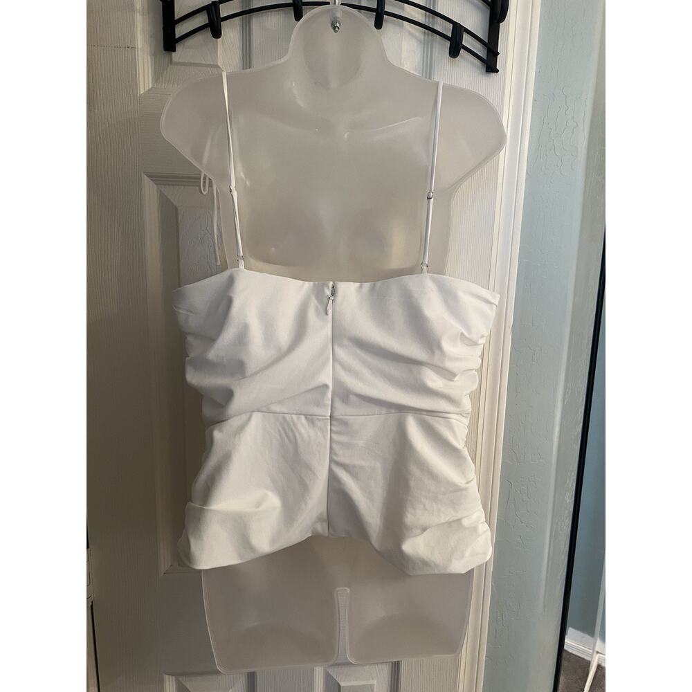 Cinq A Sept White Ruched Tank XL - Picture 2 of 2